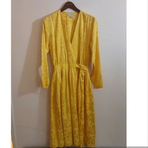 Vintage ARGENTI Yellow Wrap Silk Dress